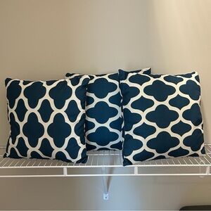 Navy and White Patterned Throw Pillows